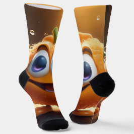 Happy Animated 3d Orange, Greengrocer Crew Socks Socken