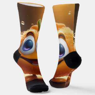 Happy Animated 3d Orange, Greengrocer Crew Socks Socken