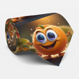 Happy Animated 3d Orange, Greengrocer Necktie Krawatte