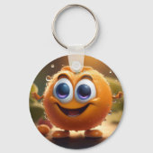 Happy Animated 3d Orange, Schlüsselanhänger (Rückseite)