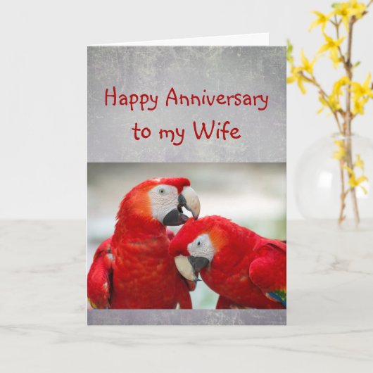 Happy Annivers Sweetheart Parrot Wife Love Karte (Gelbe Blume)