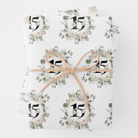 Happy Anniversary 15. Jahr Custom Geschenkpapier Set (Beispiel)