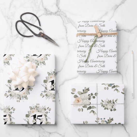 Happy Anniversary 15. Jahr Custom Geschenkpapier Set (Vorderseite)