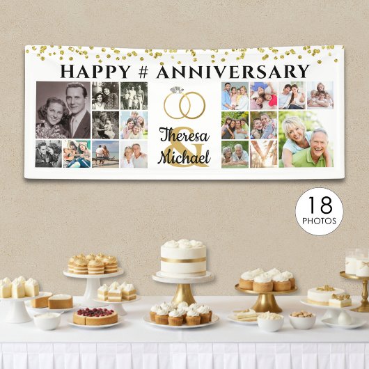 Happy Anniversary 18 Foto Collage Custom Banner