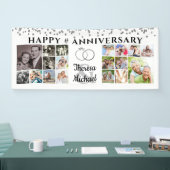 Happy Anniversary 18 Foto Collage Custom Silver Banner (Messe)