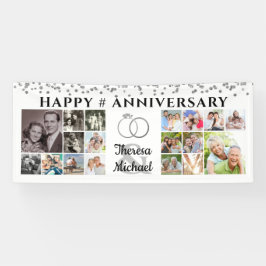Happy Anniversary 18 Foto Collage Custom Silver Banner