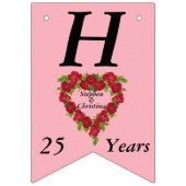 Happy Anniversary 25 Jahre Rote Rose Herzkranz Wimpelkette (Erste Fahne)