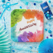 Happy Anniversary 9" Square Paper Plate Pappteller (Party)