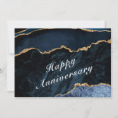 Happy Anniversary - Agate Navy Blue Gold Edelstein Karte (Vorderseite)