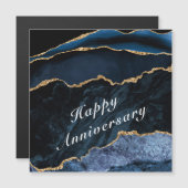 Happy Anniversary - Agate Navy Blue Gold Edelstein Magnetkarte (Vorne/Hinten)