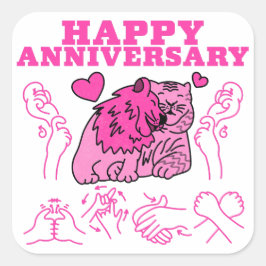 Happy Anniversary - ASL Design Quadratischer Aufkleber