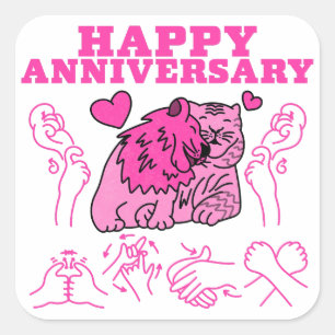Happy Anniversary - ASL Design Quadratischer Aufkleber