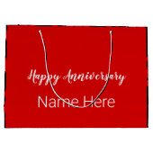 Happy Anniversary Black and Red with Hearts Große Geschenktüte (Rückseite)
