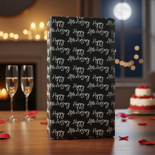 Happy Anniversary Black & White Wrapping Paper Geschenkpapier