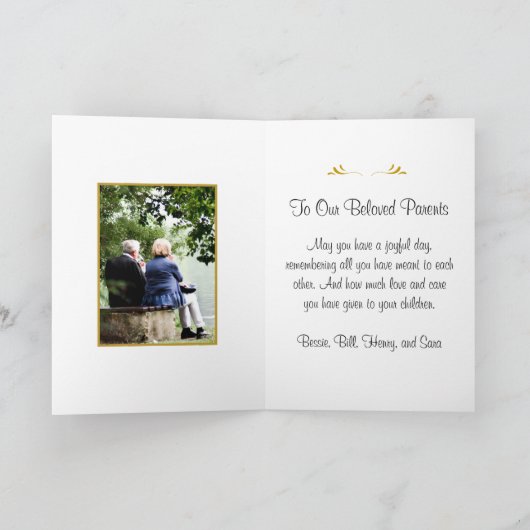 Happy Anniversary Blue Gold Karte (Innenseite)