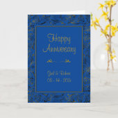 Happy Anniversary Blue Gold Karte (Gelbe Blume)