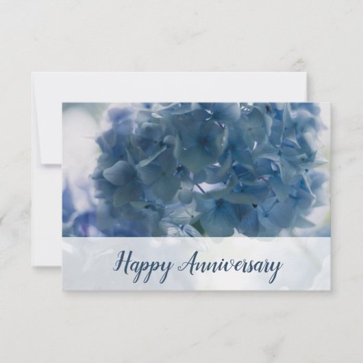 Happy Anniversary Blue Hydrangea Foto Note Card Mitteilungskarte (Vorderseite)