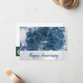 Happy Anniversary Blue Hydrangea Foto Note Card Mitteilungskarte (Vorderseite/Rückseite Beispiel)