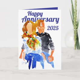 Happy Anniversary Blue Jeans and Sweaters Karte