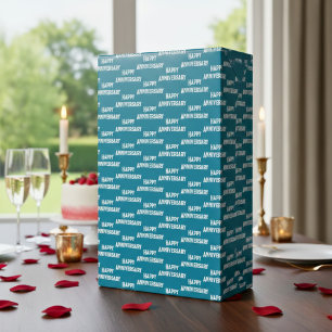 Happy Anniversary Blue & White Wrapping Paper Geschenkpapier