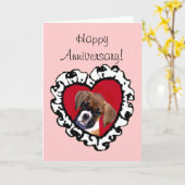 Happy Anniversary Boxer Welpengrüßkarte Karte (Gelbe Blume)