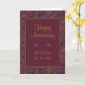 Happy Anniversary Burgundy Gold Karte (Gelbe Blume)