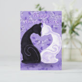 Happy Anniversary Card Cat Couple Romantische Lieb Karte (Stehend Vorderseite)