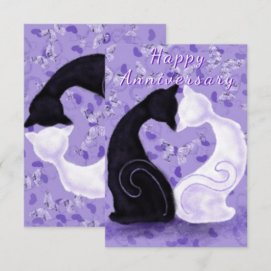 Happy Anniversary Card Cat Couple Romantische Lieb Karte (Vorne/Hinten)