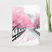 Happy Anniversary Card-Elegant Pink Love Script  Karte (Vorderseite)