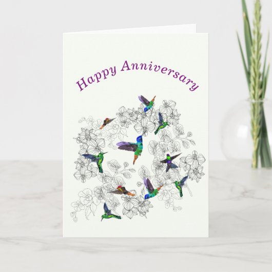 Happy Anniversary Card Frühjahr Vögel fliegen Karte (Vorderseite)