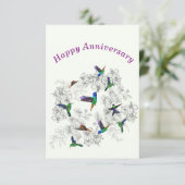 Happy Anniversary Card Frühjahr Vögel und Blume Karte (Stehend Vorderseite)