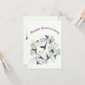 Happy Anniversary Card Frühjahr Vögel und Blume Karte (Vorderseite/Rückseite Beispiel)