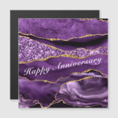 Happy Anniversary Card Gate Lila Violet Gold Magnetkarte (Vorne/Hinten)