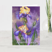 Happy Anniversary Card Lila Iris-Blume Karte (Vorderseite)