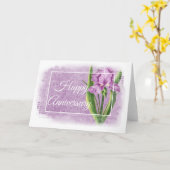 Happy Anniversary Card - Lila Iris d1 Karte (Gelbe Blume)