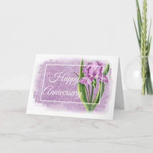 Happy Anniversary Card - Lila Iris d1 Karte (Vorderseite)
