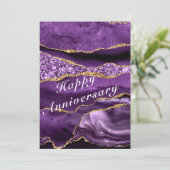Happy Anniversary Card - Lila Violett Gold Karte (Stehend Vorderseite)