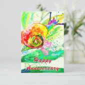 Happy Anniversary Card Rainbow Snail Painting Karte (Stehend Vorderseite)