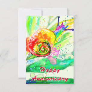 Happy Anniversary Card Rainbow Snail Painting Karte