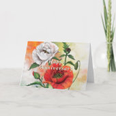 Happy Anniversary Card Red White Poppy Karte (Vorderseite)