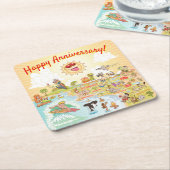 Happy Anniversary Cartoon California Untersetzer (angewinkelt)
