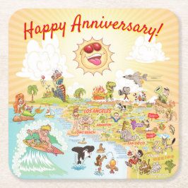 Happy Anniversary Cartoon California Untersetzer