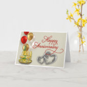 Happy Anniversary Champagne & Balloons Gruß Karte (Gelbe Blume)