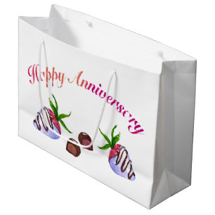 Happy Anniversary Chocolate Covered Strawberries Große Geschenktüte