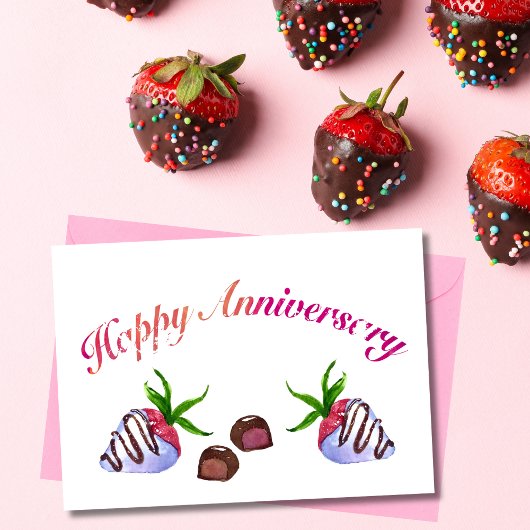 Happy Anniversary Chocolate Strawberries Karte