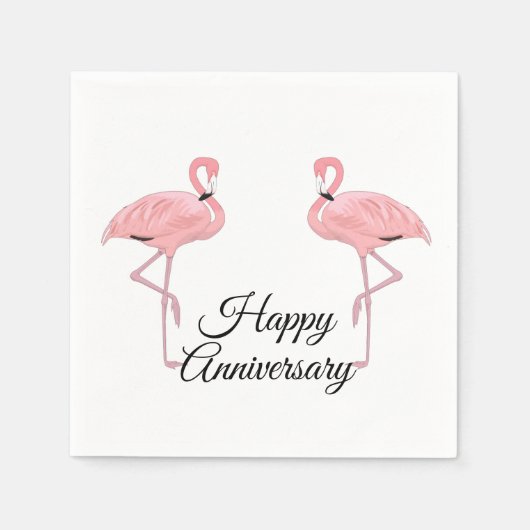 Happy Anniversary Classic Pink Flamingos Serviette (Vorderseite)