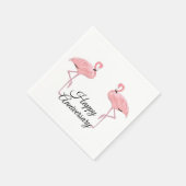 Happy Anniversary Classic Pink Flamingos Serviette (Ecke)