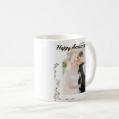 "Happy Anniversary" Couple Foto niedlich Kaffee Ta Kaffeetasse (VorderseiteRechts)