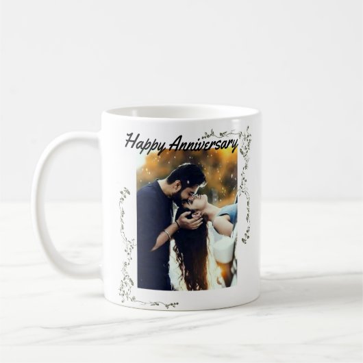 "Happy Anniversary" Couple Foto niedlich Kaffee Ta Kaffeetasse (Links)