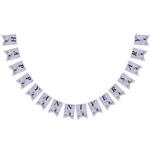 Happy Anniversary Couple on Crescent Moon Stars Wimpelkette (Alle)